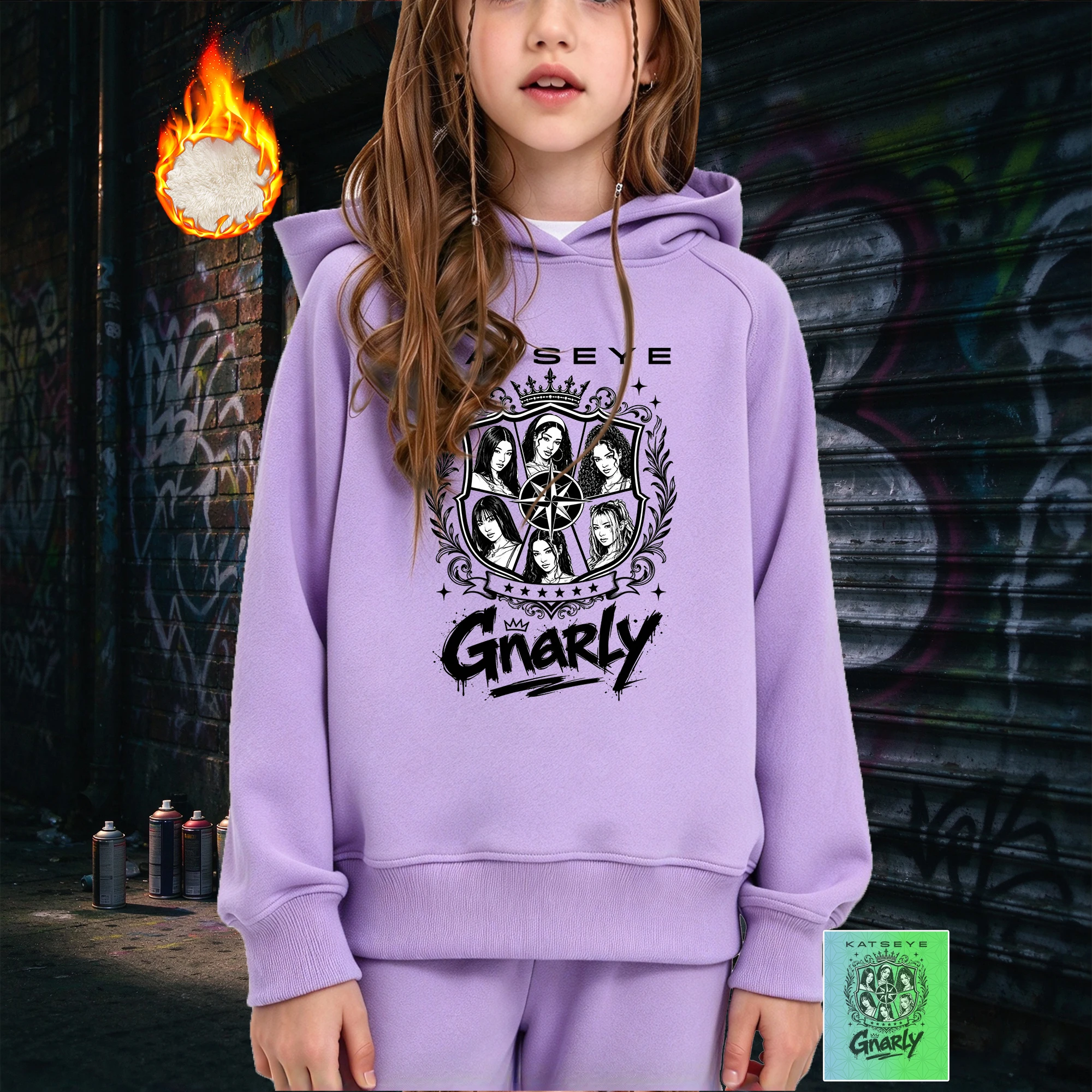 Girls Sweatshirt Katseye Korean Style Gothic Y2k Gnarly Merch Fans Hoodie Pullover Top For 3-14Y Kids Girls Cute Outfit