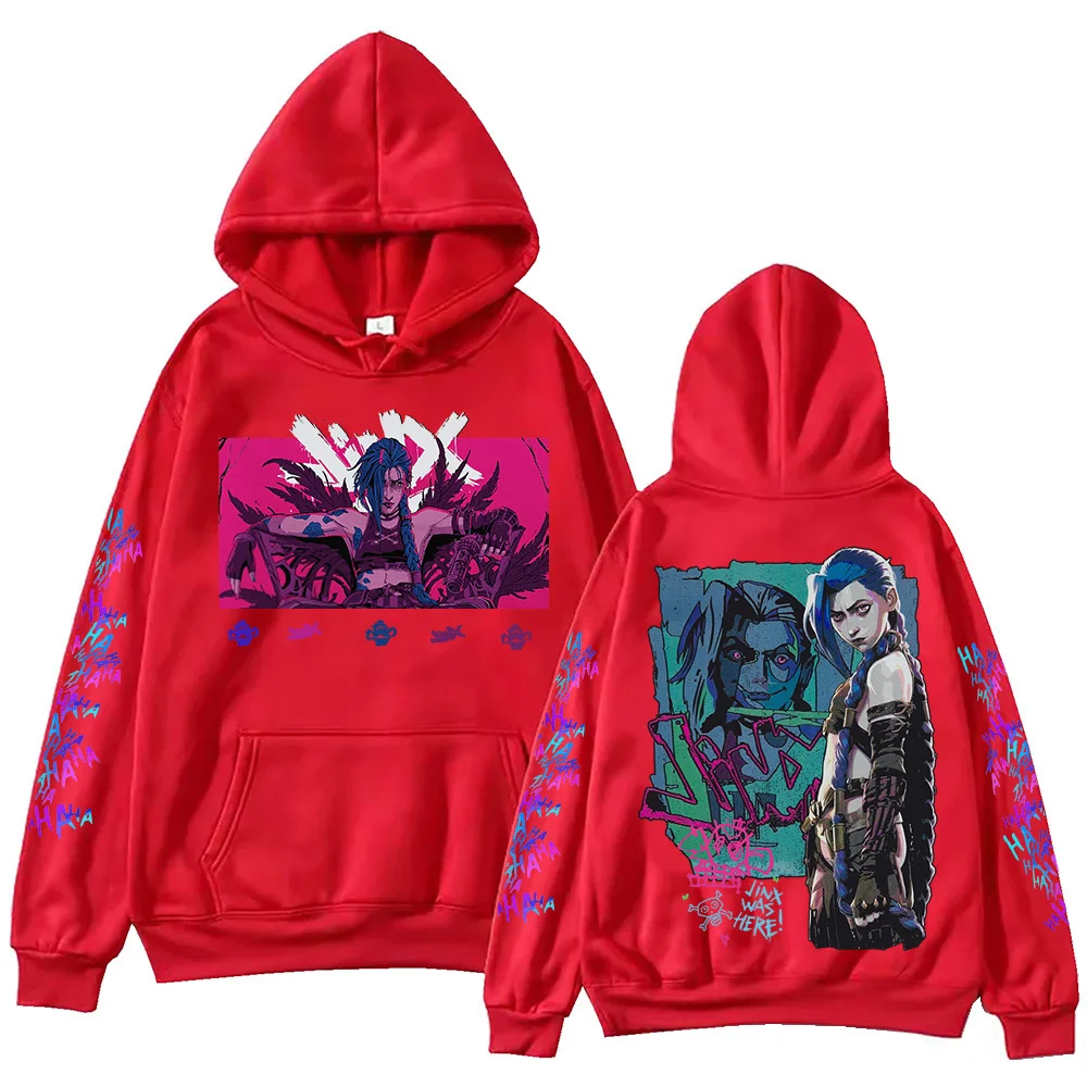 Anime Arcane League Jinx Felpe con cappuccio Stampa 3D Uomo/Donna Cartoon Tuta Felpa Manica lunga Kid Pullover Felpa con cappuccio da uomo