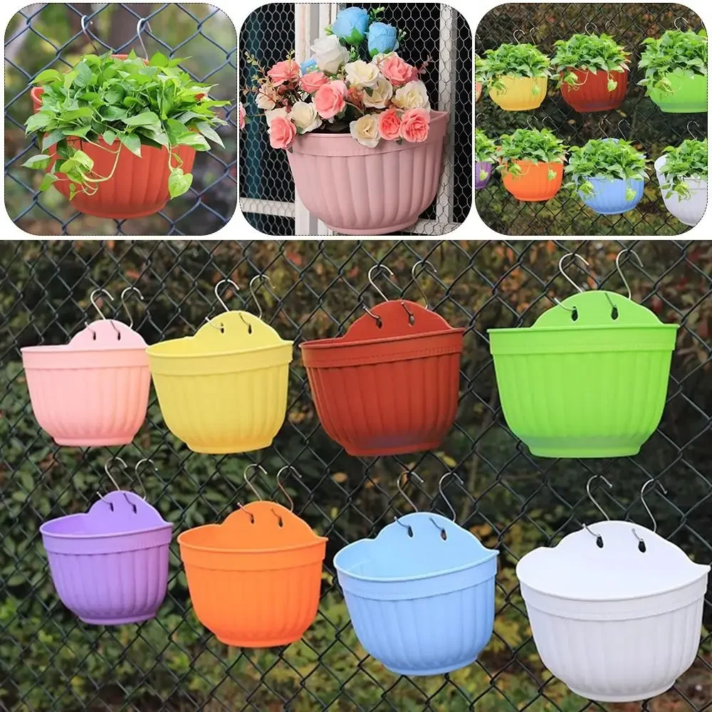 Wall Mounted Plastic Flowerpot Wall Mounted Resin Flowerpot Gardening Colored Flowerpot Green Succulent Semi-circular Flowerpot