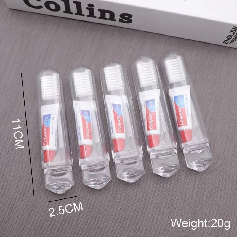 1 /5PC Portable Mini Travel Toothbrush Toothpaste Set Adult Outgoing Camp Disposable Toothbrush Carry-on Deep Cleaning Oral Care