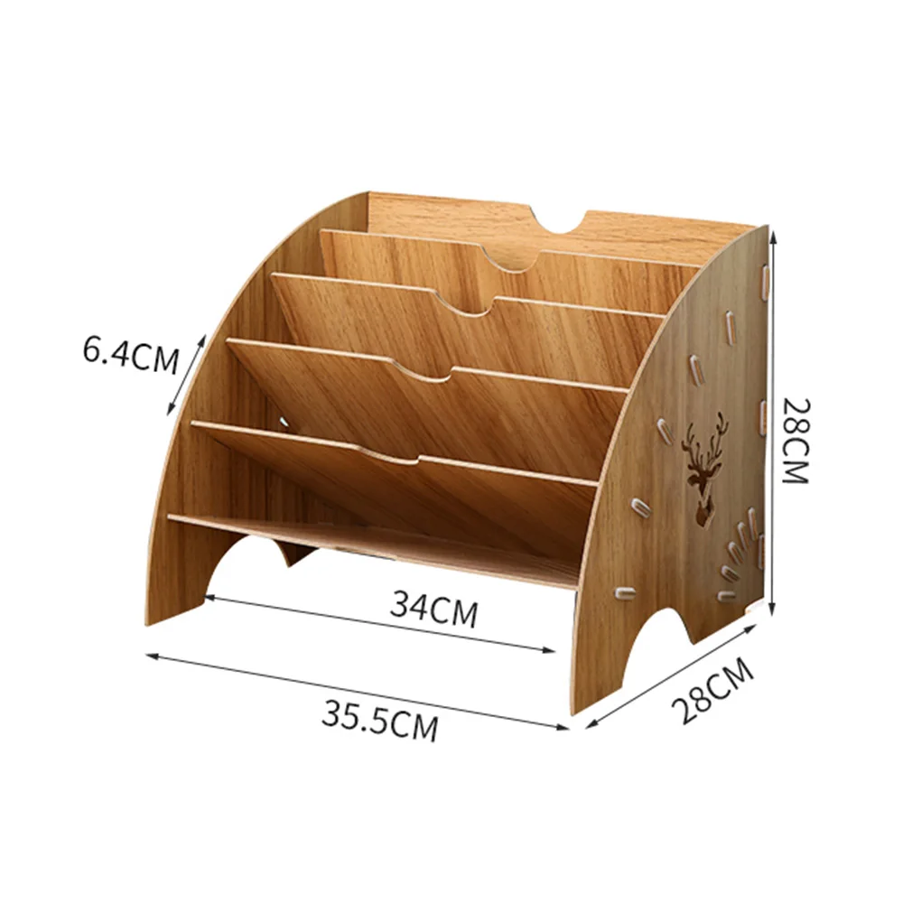 Lychee Life 1 szt. Kreatywny wentylator w kształcie biurko Organizer na półkę na dane 5 gniazd drewniany stojak do sortowania plików Pape