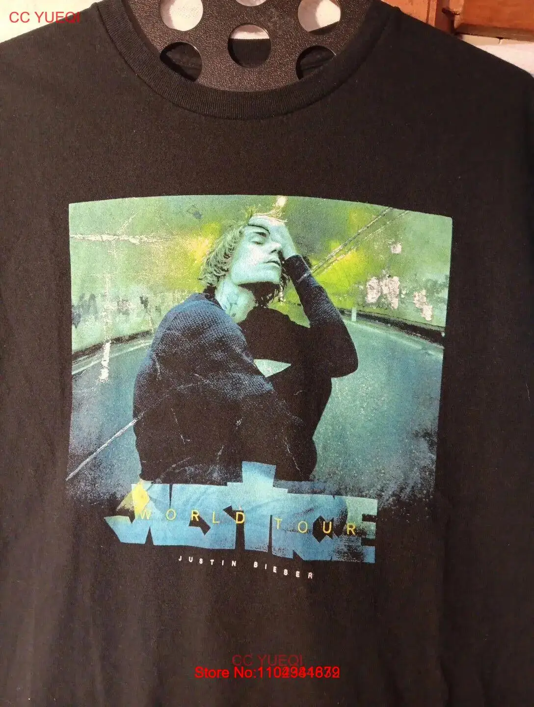 JUSTIN BIEBER JUSTICE 2021 Adult Large COTTON T-SHIRT Clean VG 2 Sided Fast Ship