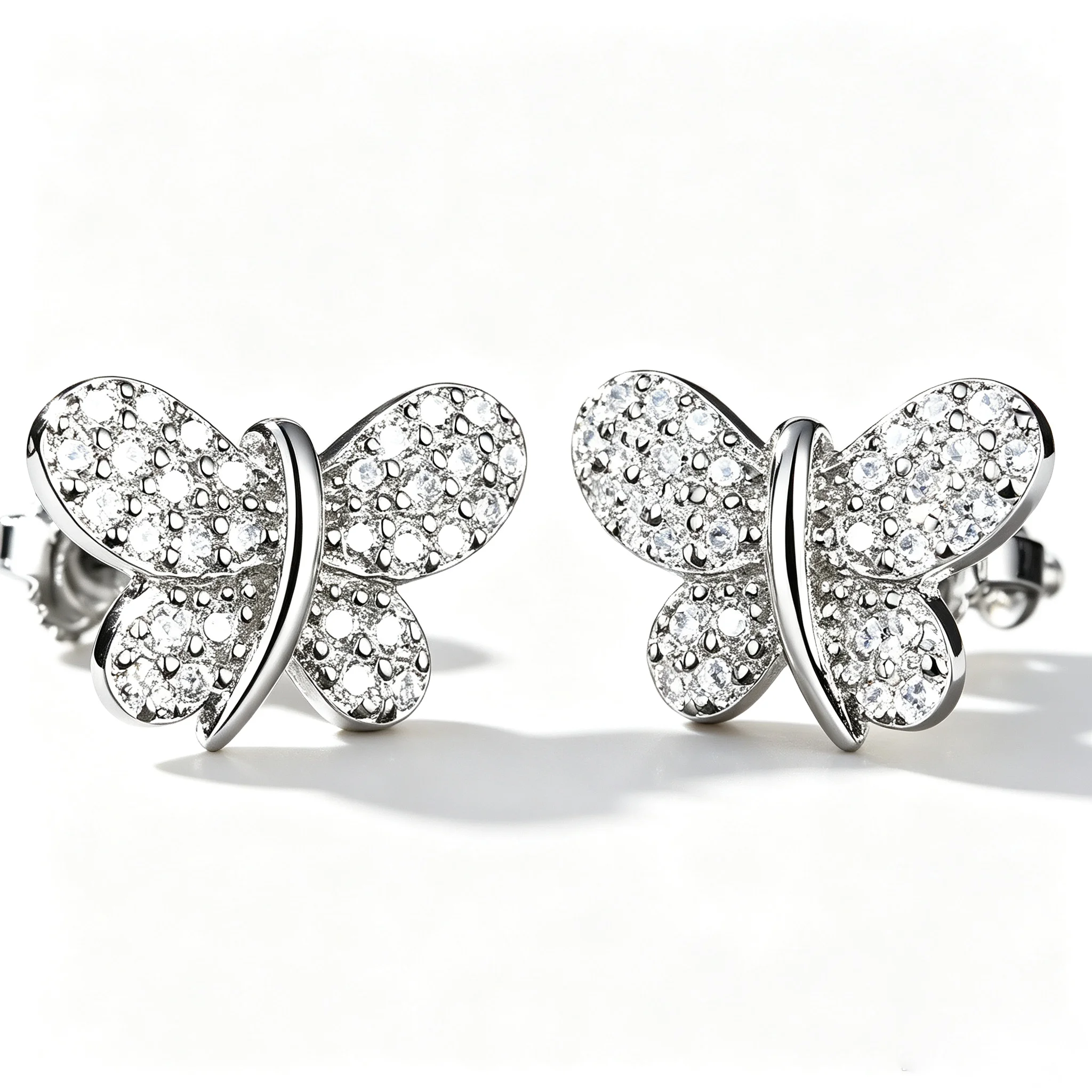 S925 Sterling Silver D Color Moissanite  Butterfly Stud Earrings for Women Screw Back  Party  Fine Jewelry Accessories Gifts