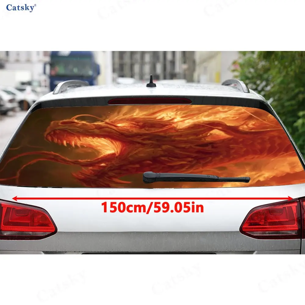 Blazing dragon soars in the heaven PVC material self-adhesive waterproof car rear window sticker, easy to paste without falling