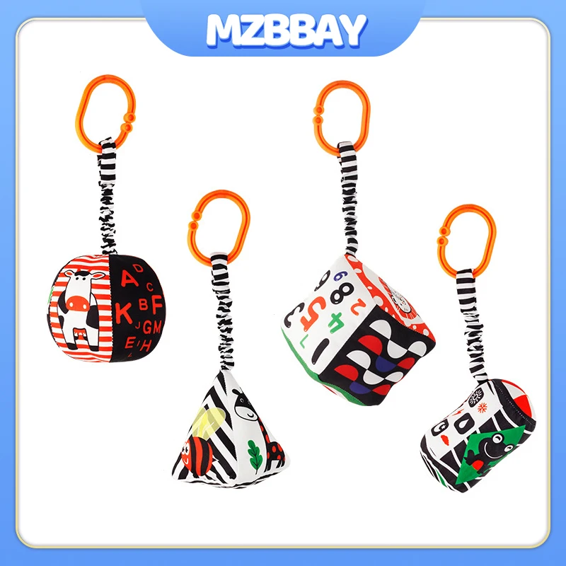 

Newborn Black and White Series Rattle Sensory Visual Grab Ability Training Toy Car Seat Crib Bed Baby Animal Pendant Rattles Toy