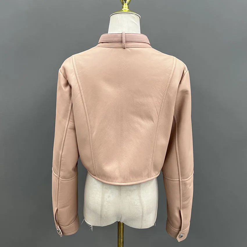 Janefur ผู้หญิงฤดูหนาว Shearling Fur Jacket Cropped เสื้อหนัง Jacket JFB9-25009