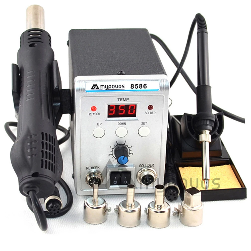 750W 8586 2in1 Electric Soldering Irons Soldering Station +Hot Air Gun Solder Station with BGA SMD PCB IC Repair