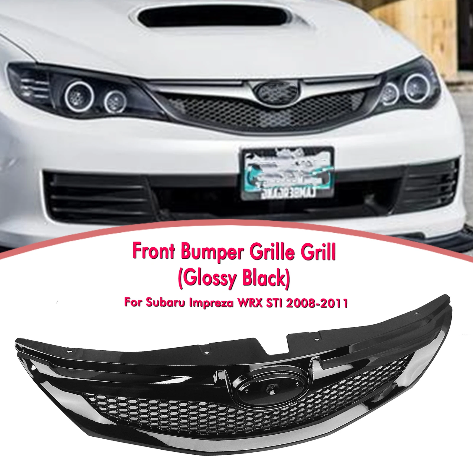 

Front Grille Racing Grill Upper Bumper Hood Mesh Grid For Subaru Impreza 10TH GEN WRX STi 2008 2009 2010 2011