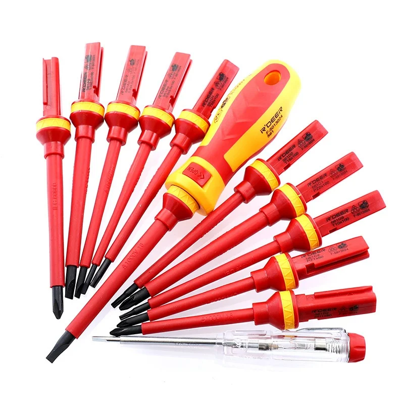 1000V Insulated Electrician Screwdriver Set, 13Pcs Interchangeable Bits with Voltage Tester