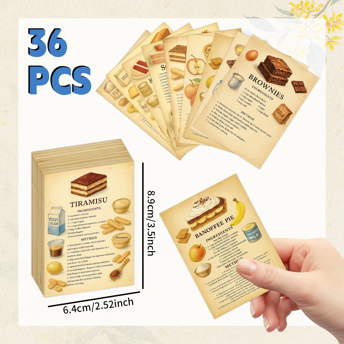 36개 디저트 레시피 카드 - 케이크, 파이, 홈베이커 - Cocktail Recipe Book 리뷰 및 가격