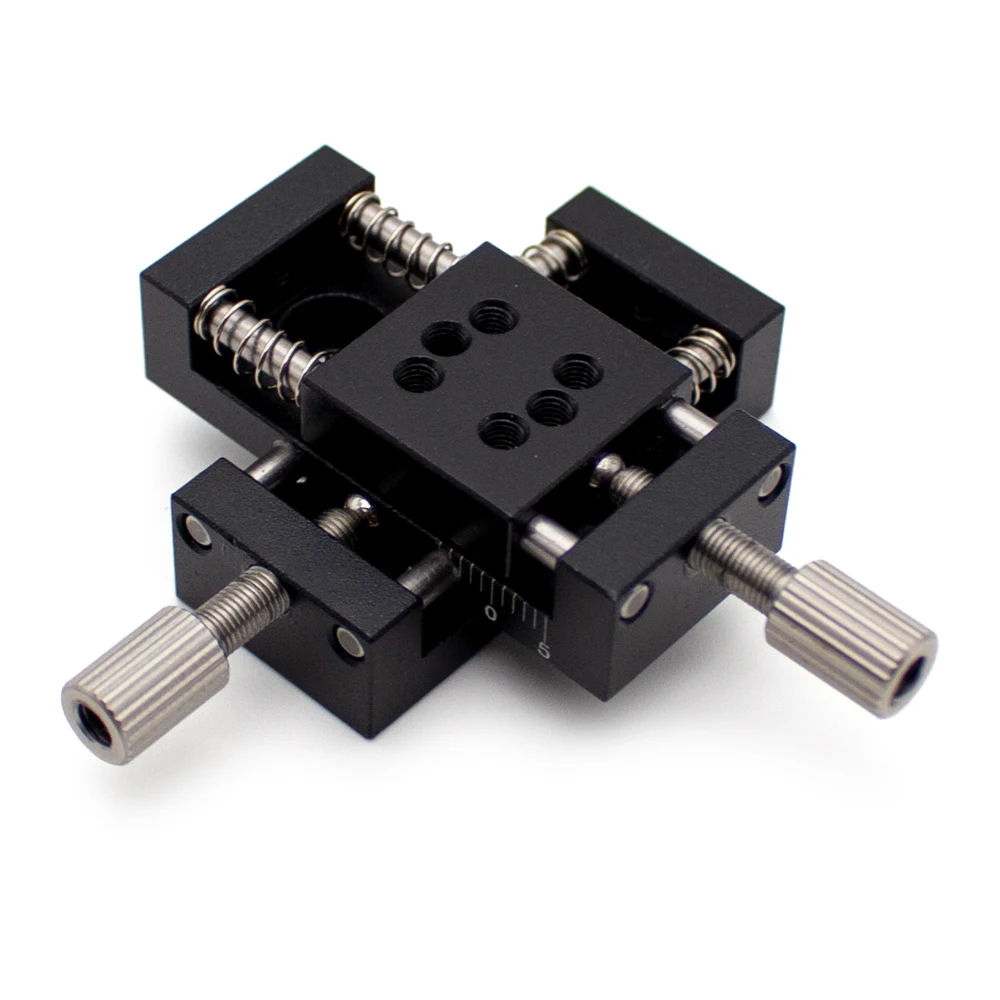 Mini XY Axis Manual Precision Linear Stage, 20x20mm Table, 10x10mm Travel, Aluminum Alloy, Spring Return