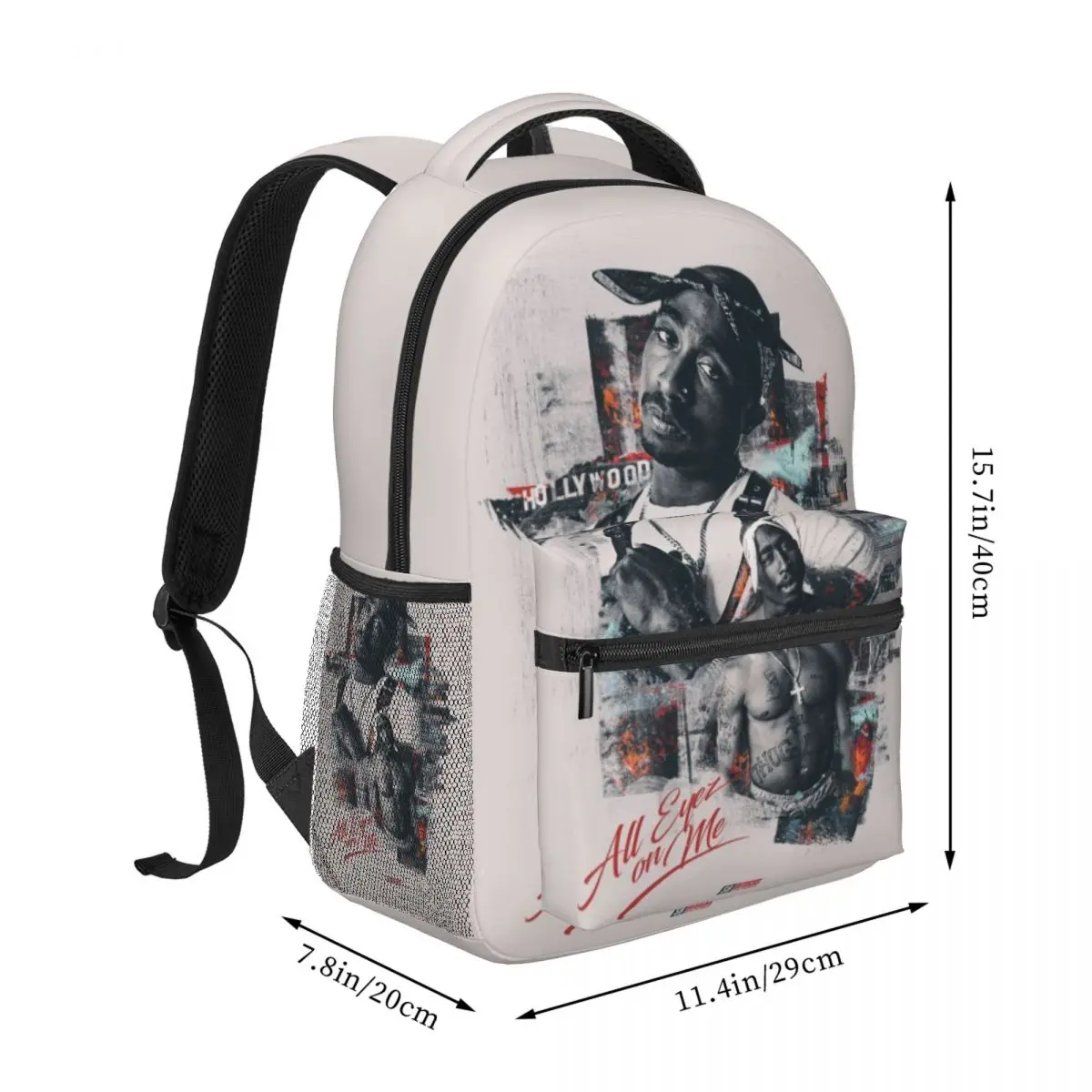 Tupac 2pac Backpack for Men Women Fashion High School Hiking Travel Daypack College Shoulder Bag Outdoor 16in