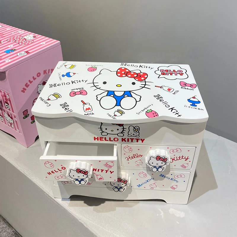 

Cute Hello Kitty Y2K Sanrio Kawaii Jewelry Box Girl Heart Cartoon Anime Desk Storage Box Mirror Birthday Girls Gifts Toy