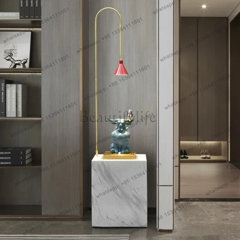 Large light luxury flowing water ornament floor lamp entrance decoration fountain water feature lucky feng shui wheel