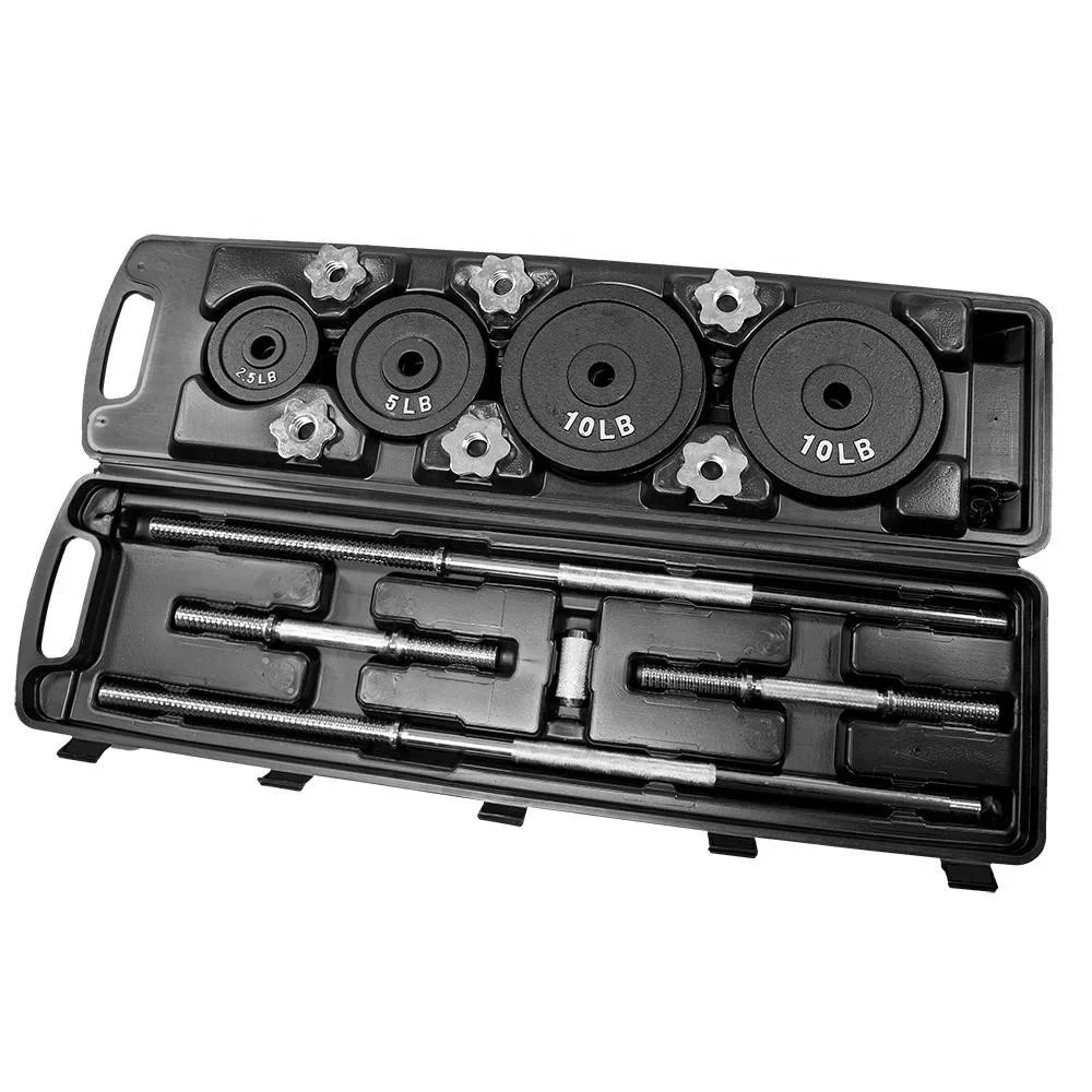 

110lb cast iron dumbbell and barbell set with carry case weight plates adjustable dumbbells pesas gimnasio