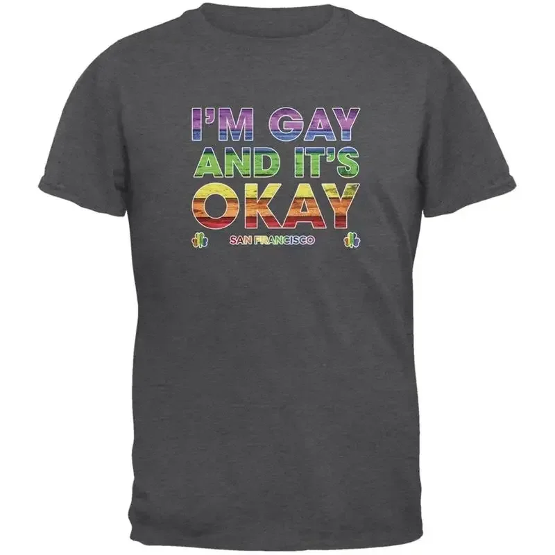 LGBT Pride It's Okay I'm Gay San Francisco Dark Heather Adult T Shirt