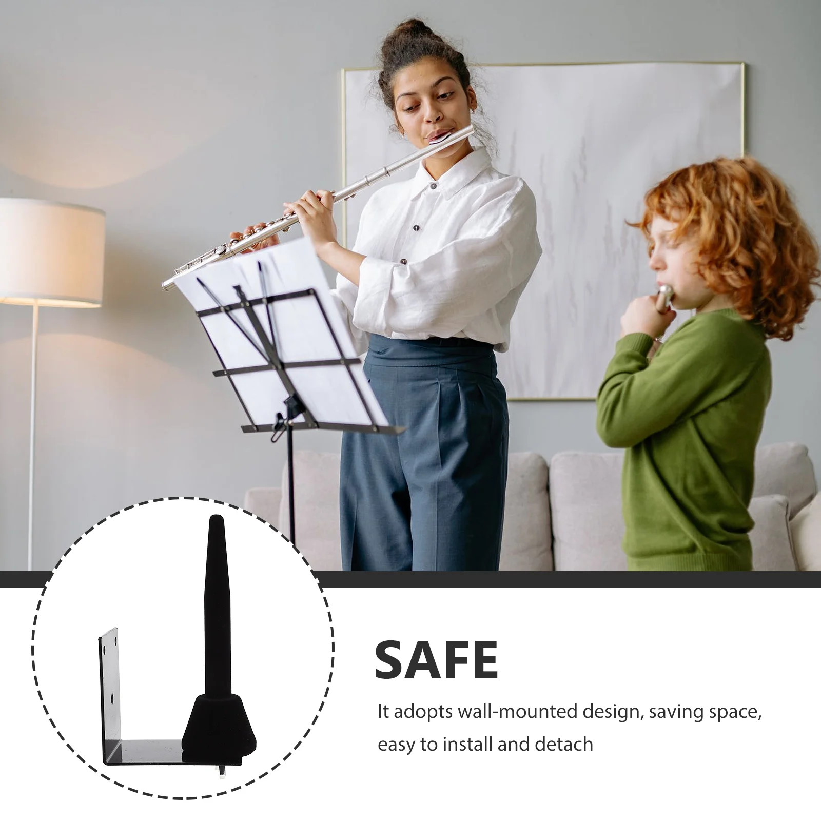 

1 Set Black Pipe Flute Clarinet Display Holder Wall Mounted Durable Iron Bracket Space Saving Flute Rack Clarinet Support 3