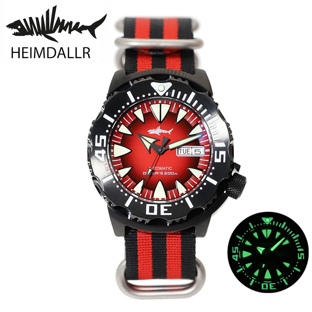 Heimdallr Monster NH36A Automatch Men's Watch Black PVD Coated Case Diving Watch 200M Mechanical Watches Men Sapphire Glass