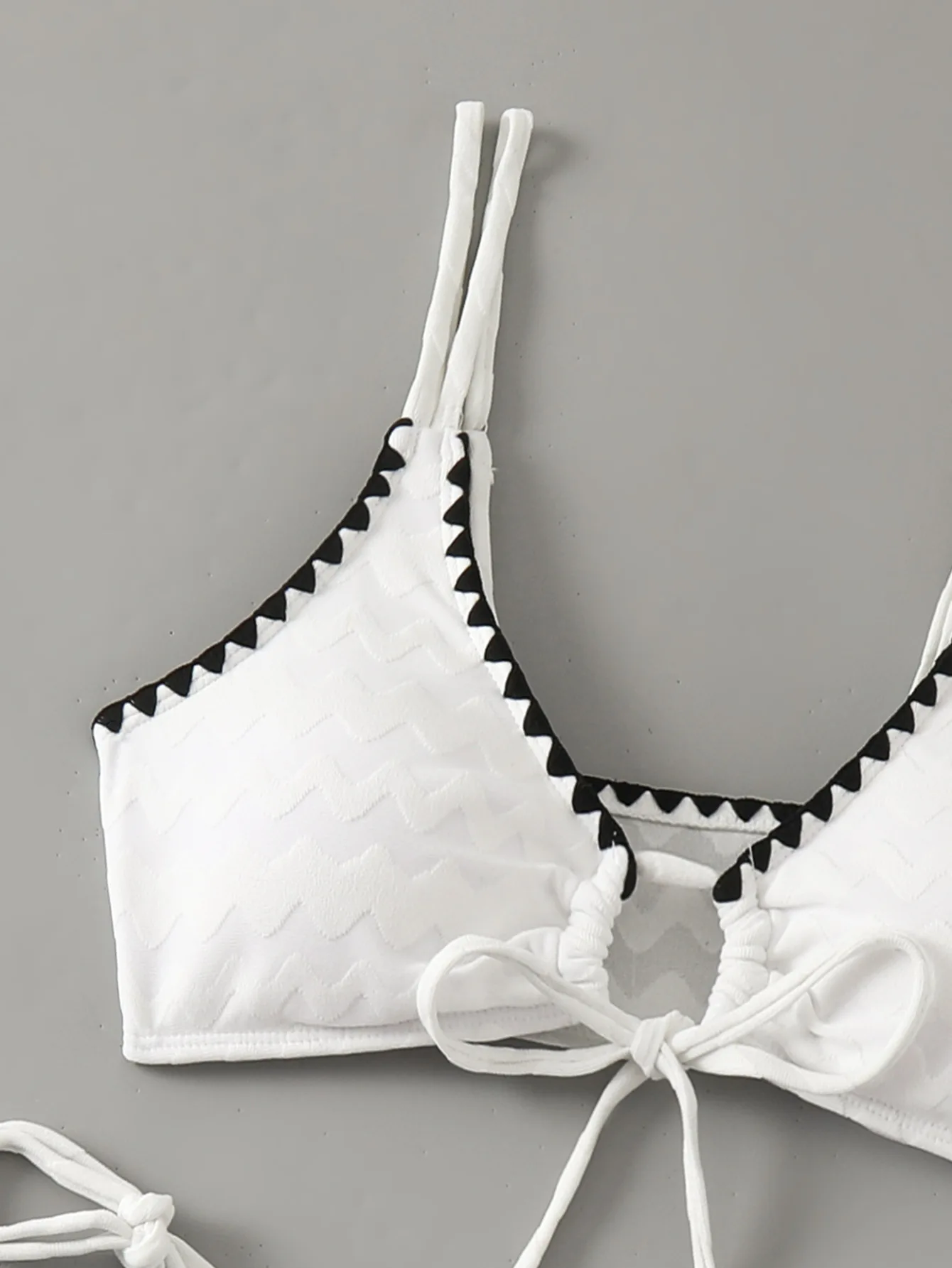 sexy white black patchwork bikinis two pieces wave pattern tie thong bathing suit bikini swimsuit Swimwear Biquini tankini