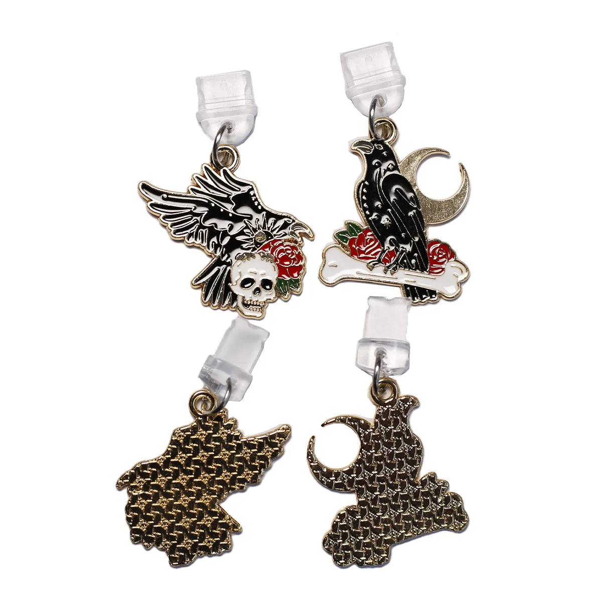 1 Stück Kunstvoller Rosen-Totenkopf-Krähen-Mond-Knochen Staubschutz-Anhänger für Mobiltelefone, Zubehör-Dekoration für iPhone und Type-C-Anschlüsse, Geschenk-Schlüsselband – Detail 22