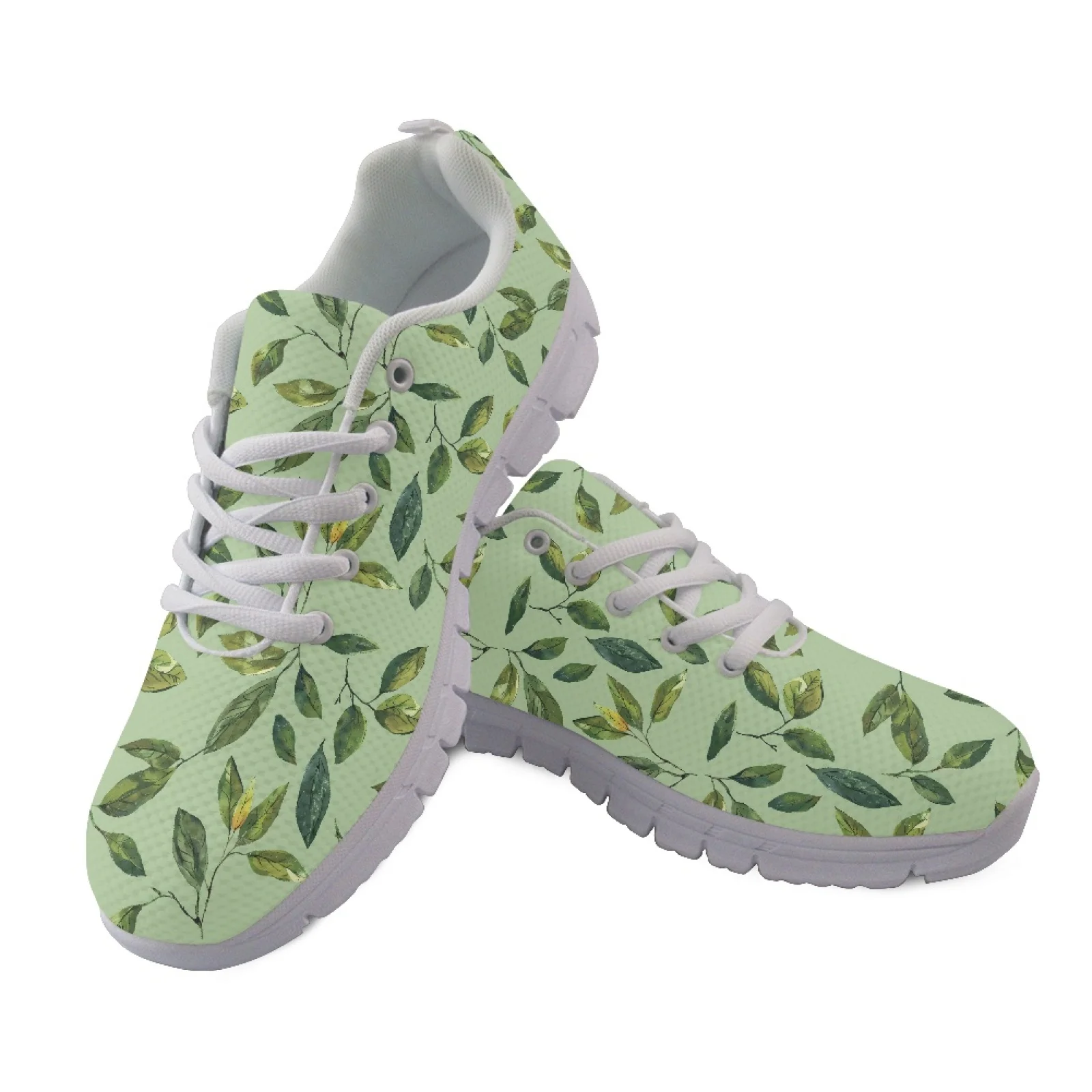 Coloranimal Leaf Print New Arrival Athletic Shoes Women Running Walking Shoes Breathable Athletic Sneaker for Womens