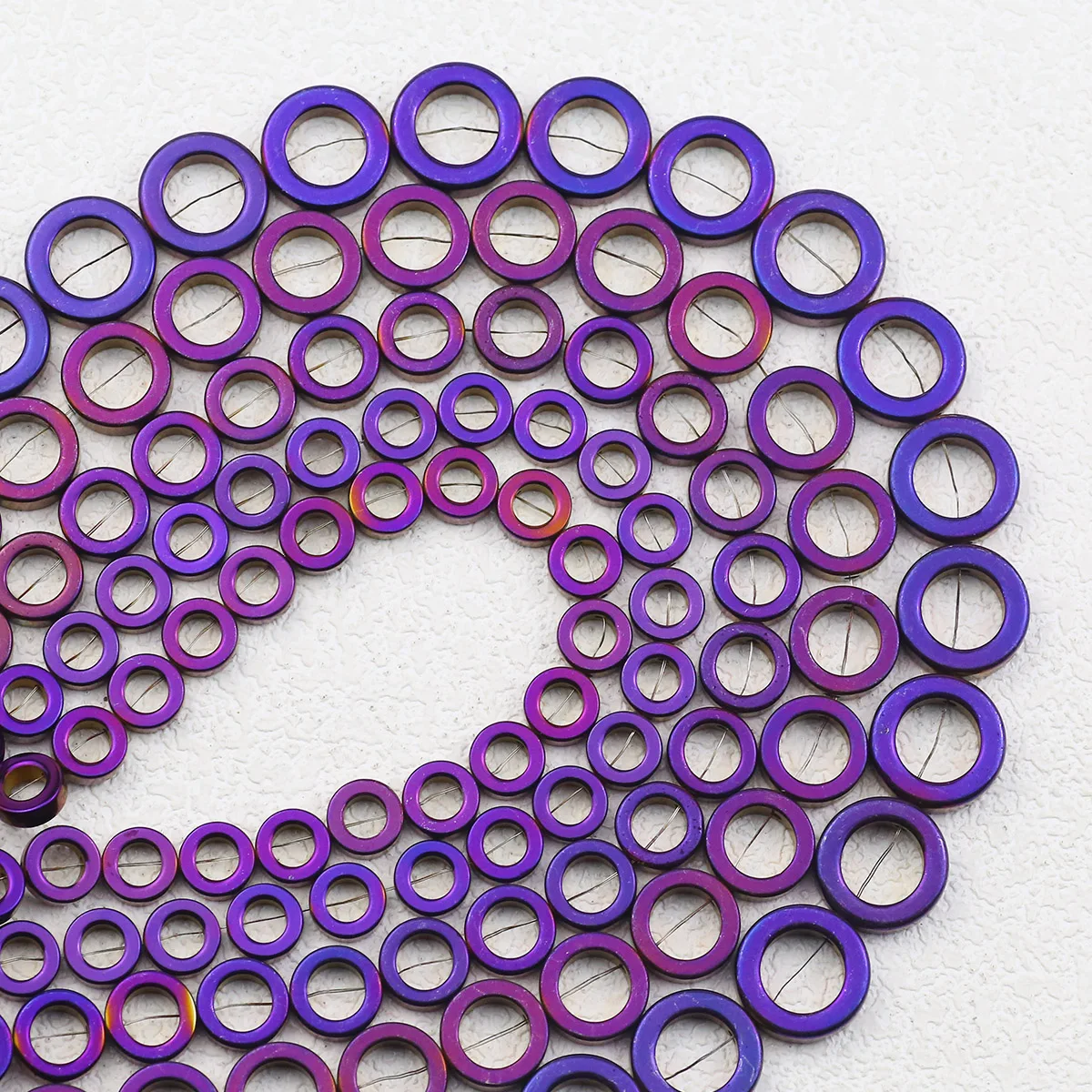 15'' Lila Hohlkreis Hämatit Naturstein Runde Spacer Lose Perlen 8/10/12/14mm Für Armband Halsketten DIY Schmuck Machen