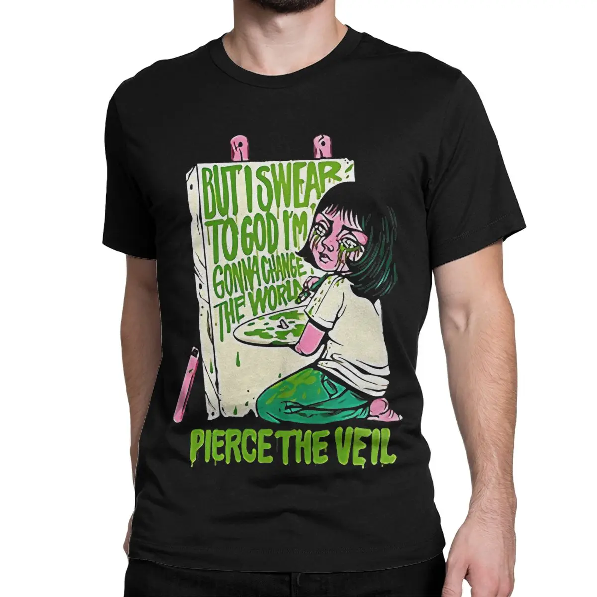 Pierce The Veil Rock Band T-Shirts Men Women Vintage Pure Cotton Tees O Neck Short Sleeve T Shirt Birthday Present Clothes