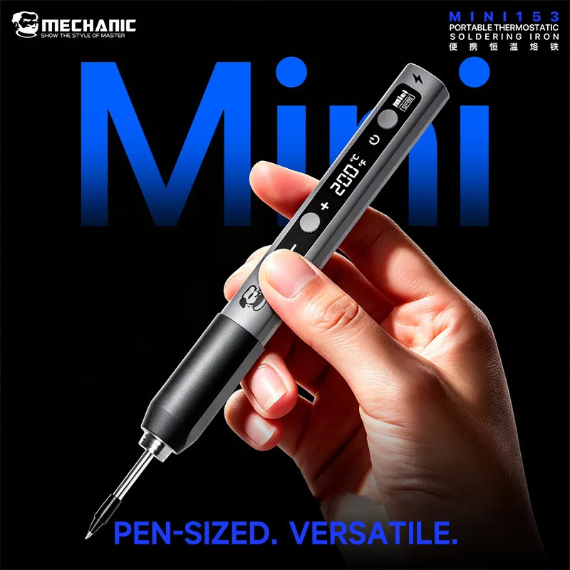 Mechanic Mini153 Portable Soldering Iron Thermostatic Soldering Tool 2S Heat Up PD/QC Charging Support for PCB Mainboard Welding