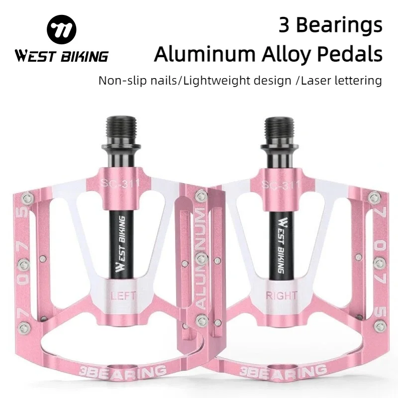 

WEST BIKING Local Shipping 3 Bearing Bicycle Pedal CNC Aluminum Alloy Anti Slip MTB Road Bike Pedal Widen Pedals Profession Bike Accessories