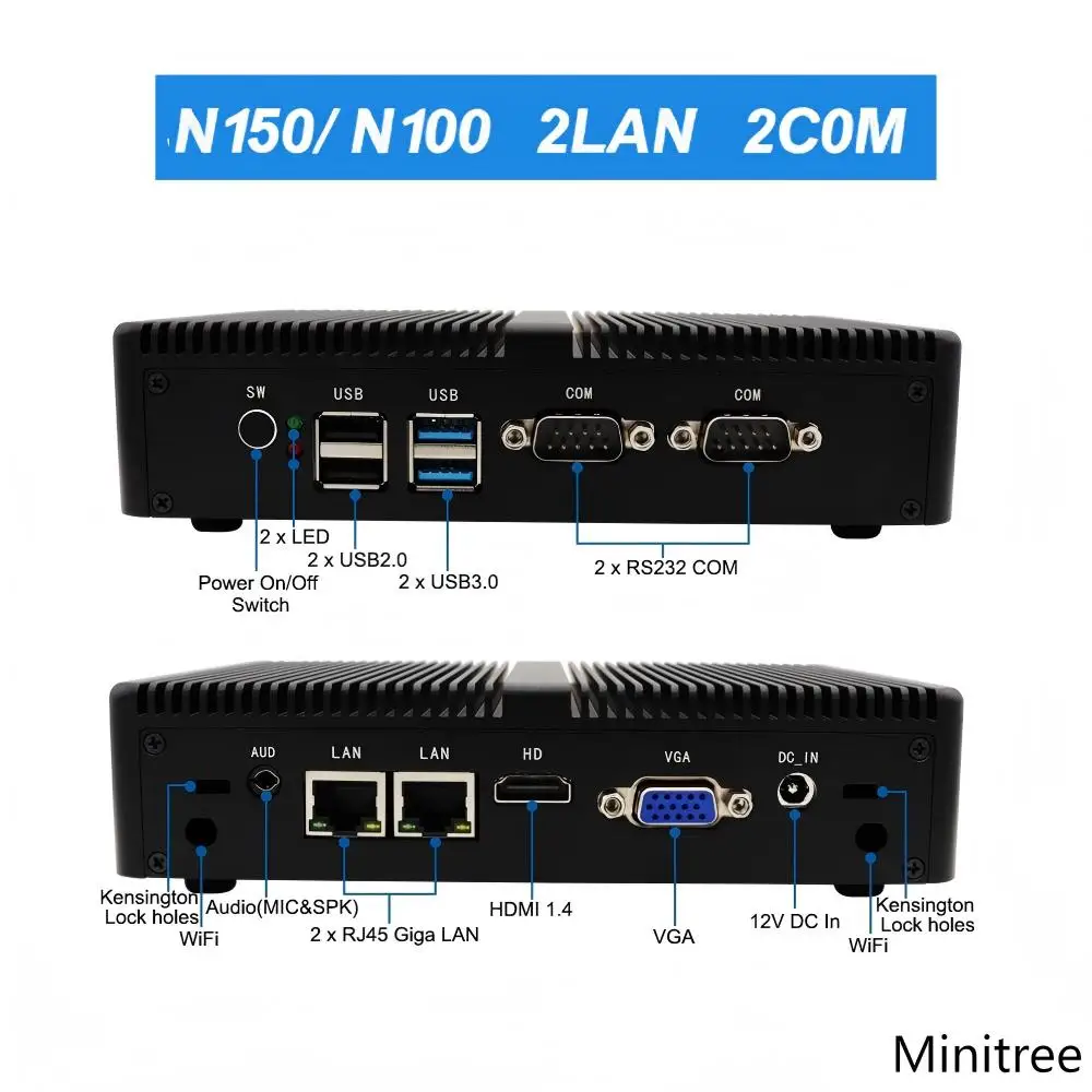 Intel Alder Lake N100 N150 Mini PC Windows 11 8GB DDR4 256GB NVMe SSD Dual LAN HD VGA Business/Digital Signage/Industrial/Gaming