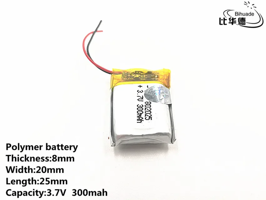 1pcs/lot Good Qulity 3.7V,300mAH,802025 Polymer lithium ion Li-ion battery for TOY,POWER BANK,GPS,mp3,mp4