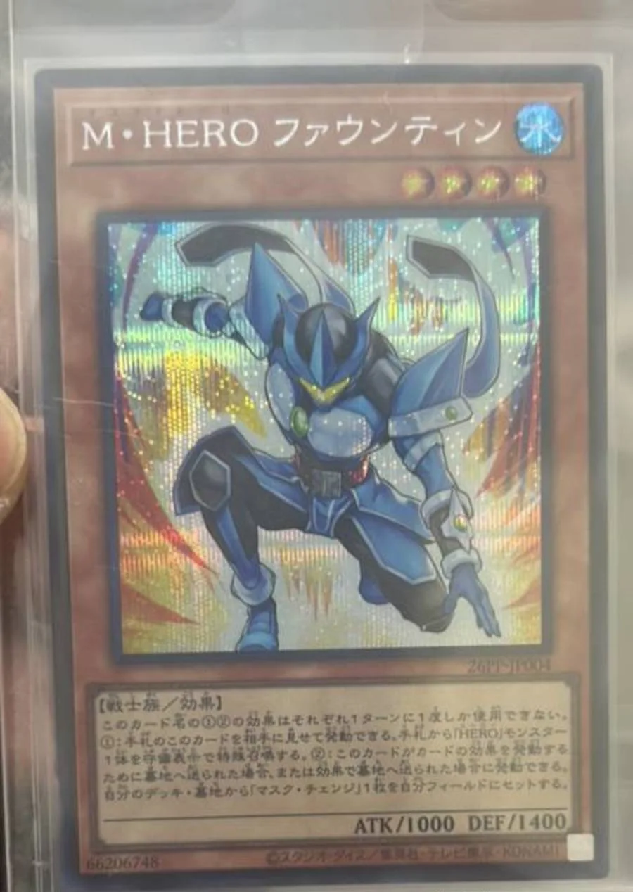 Yugioh KONAMI Duel Monsters 26PP-JP004 Masked HERO Fountain Secret Rare Cartão Colecionável Japonês em Estado de Novo