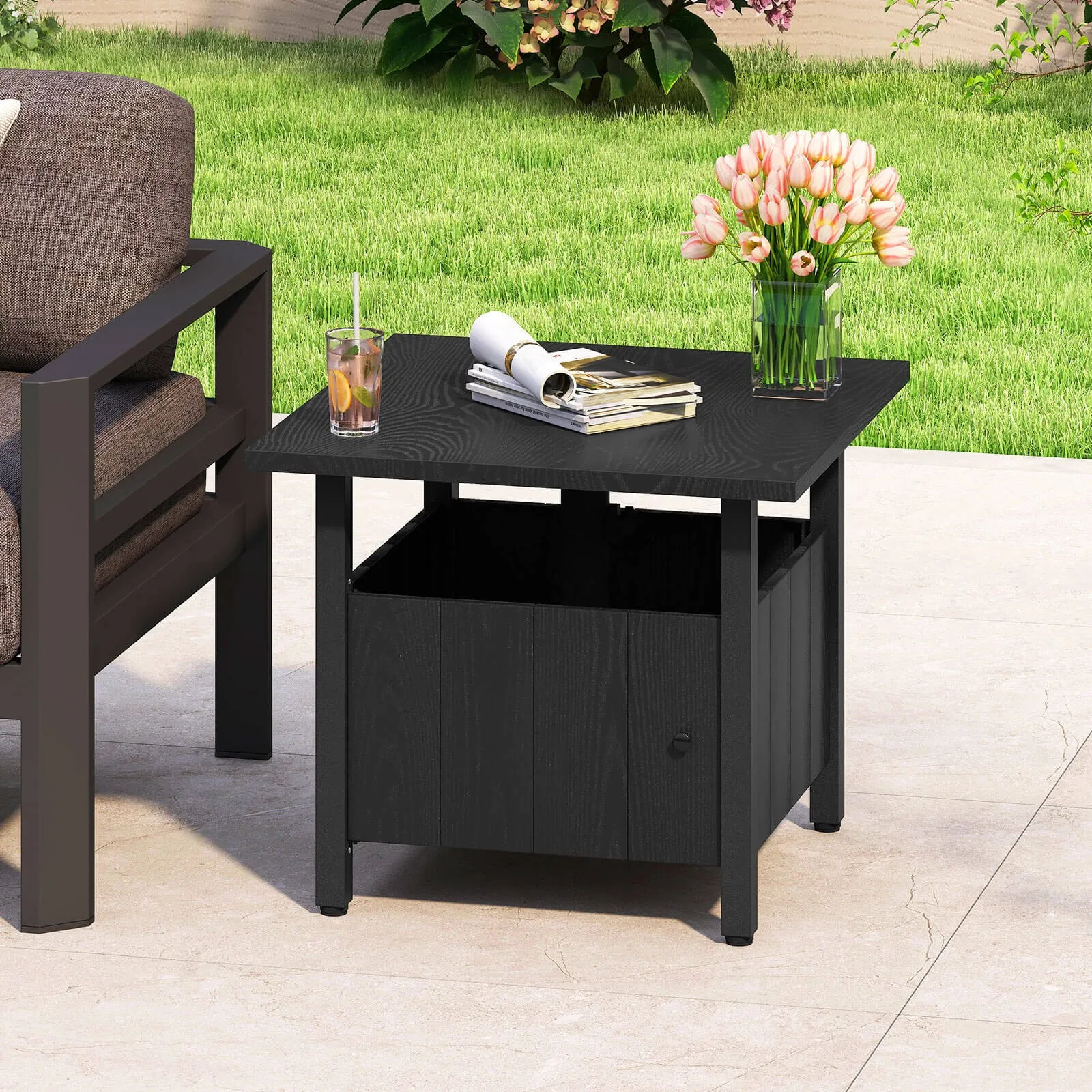 

Outdoor Side Table with 1.89" Umbrella Hole Patio Umbrella Table Base Stand