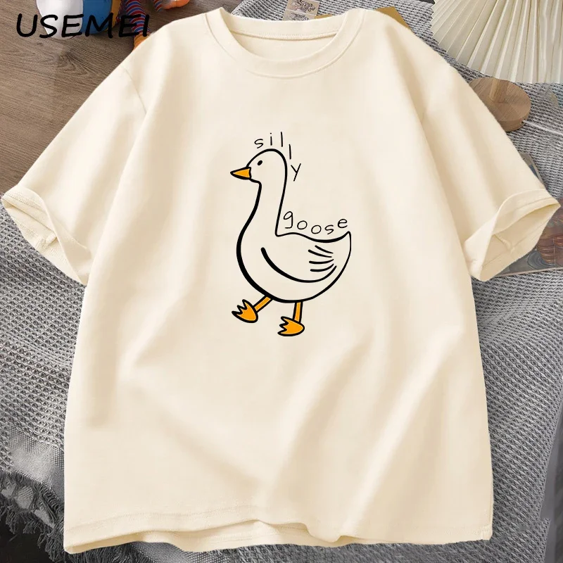 Silly Goose University O Neck Tee Shirt Men Clothes Tees Cotton Casual Print T Shirts Summer Unisex O Neck Mens Clothes Tops