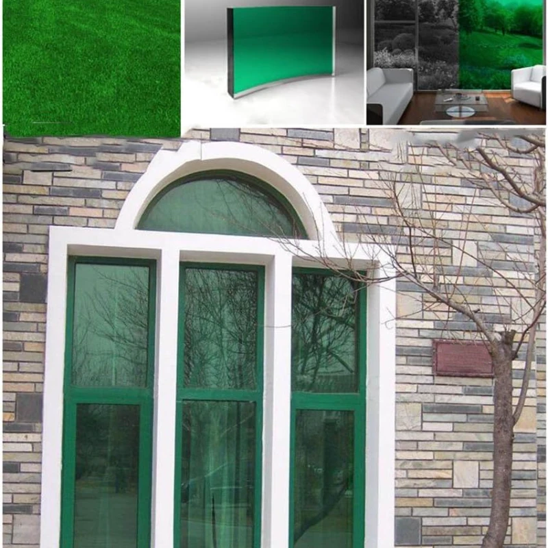 Green PET Transparent Window Film Self Adhesive Sun Blocking Anti UV Building Glass Colored Christmas Home Sticker Decoration