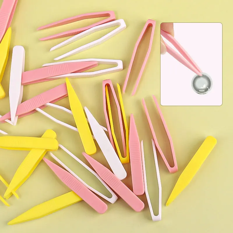 10 stks/zak Plastic Pincet voor Wimper Extensions Valse Wimpers Pincet Handgemaakte Wegwerp Make-up Gereedschap