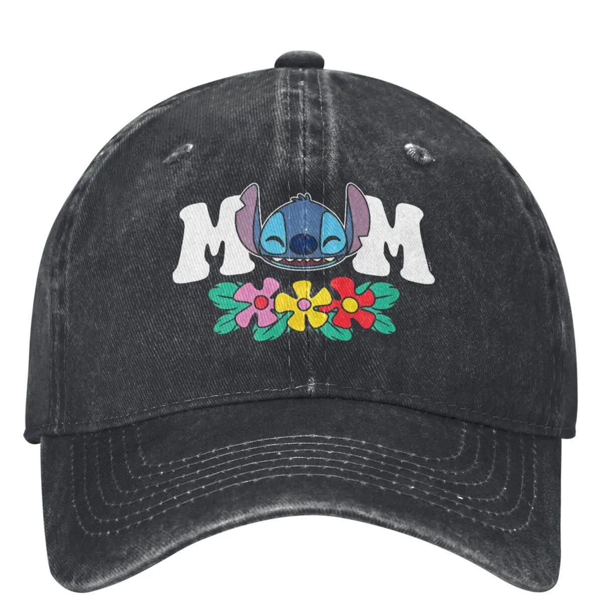 Lilo & Stitch Mom Floral Flowers Baseball Cap Vintage Couple Women Trucker Hat Sun-Proof Hiking Fishing Baseball Caps Gift