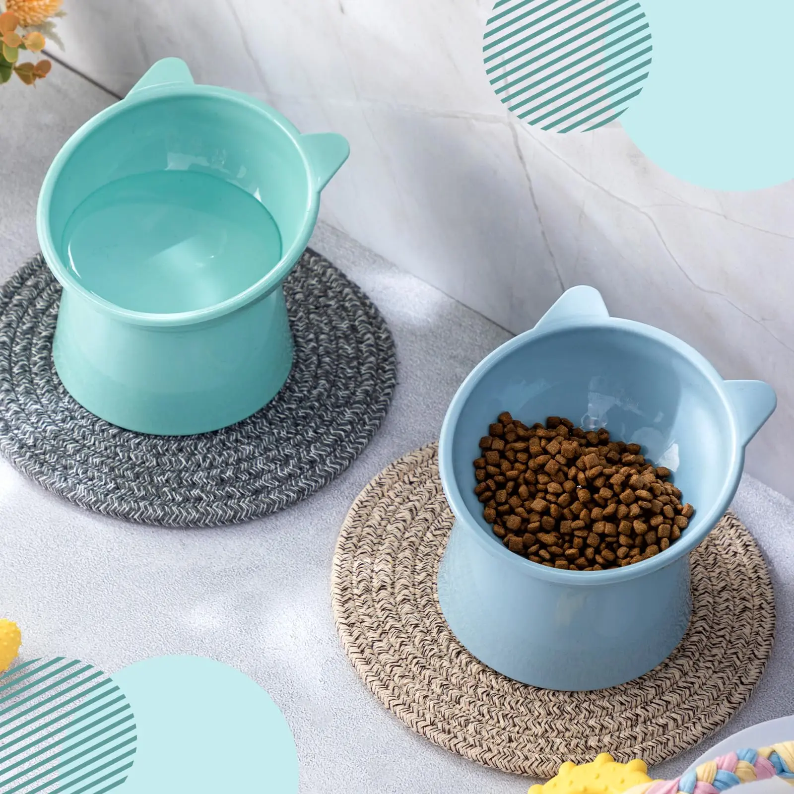 3 Colors Cat Dog Bowl Raised Cat Food Bowl Pet Drink Water Feed Bowls Cute Protection Cervical Spine Dog Bowl