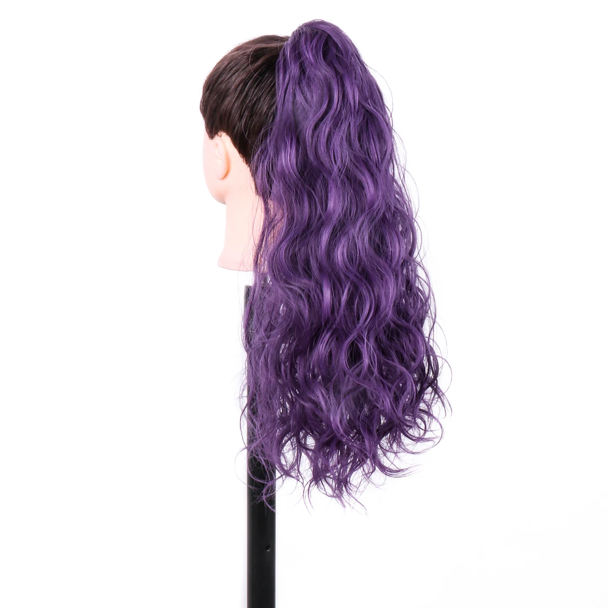 1 Pieces High Temperature Hair Synthetic Hairpieces Long Wave Clip in Ponytail Hairpiece Purple 21 Inch Top Quality Full Machine