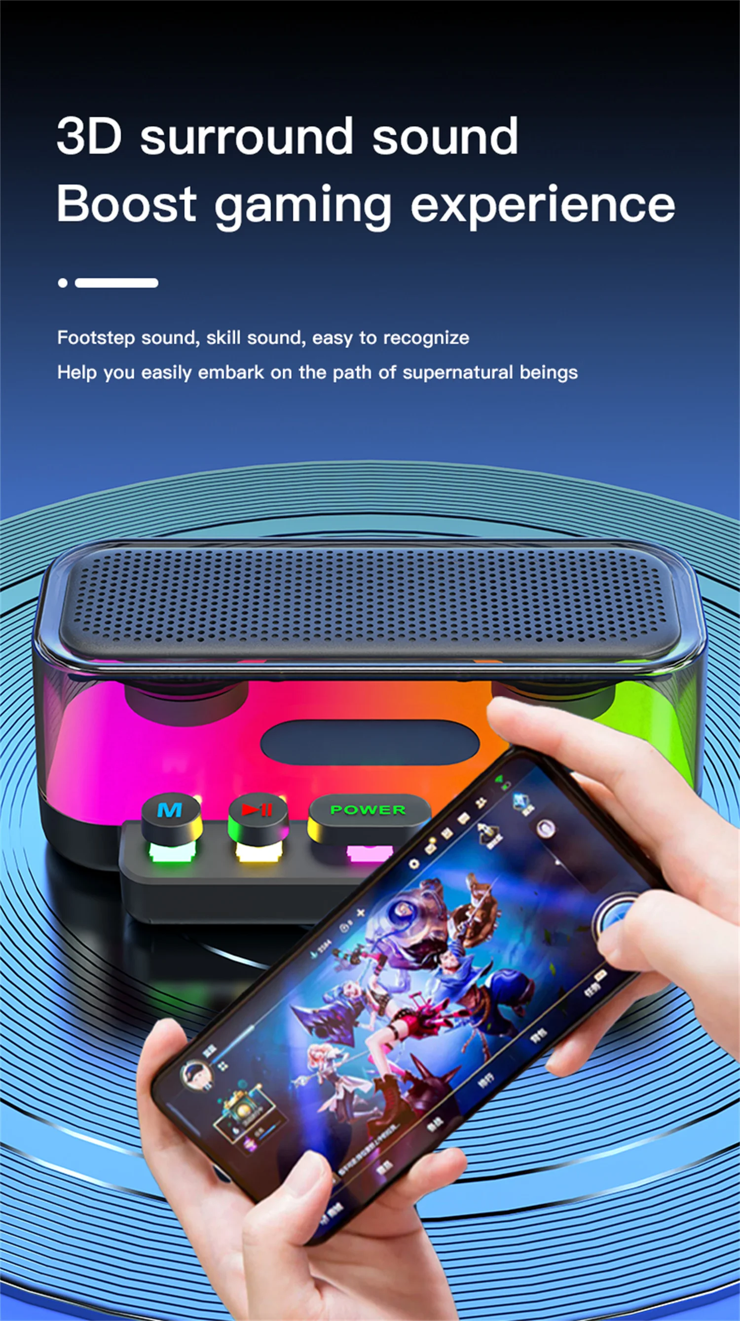 GAS-Z6 Desktop-Blueteeth-Lautsprecher, multifunktionaler tragbarer Outdoor-Subwoofer, RGB-Kleinlautsprecher mit Dual-Mini-Mikrofon