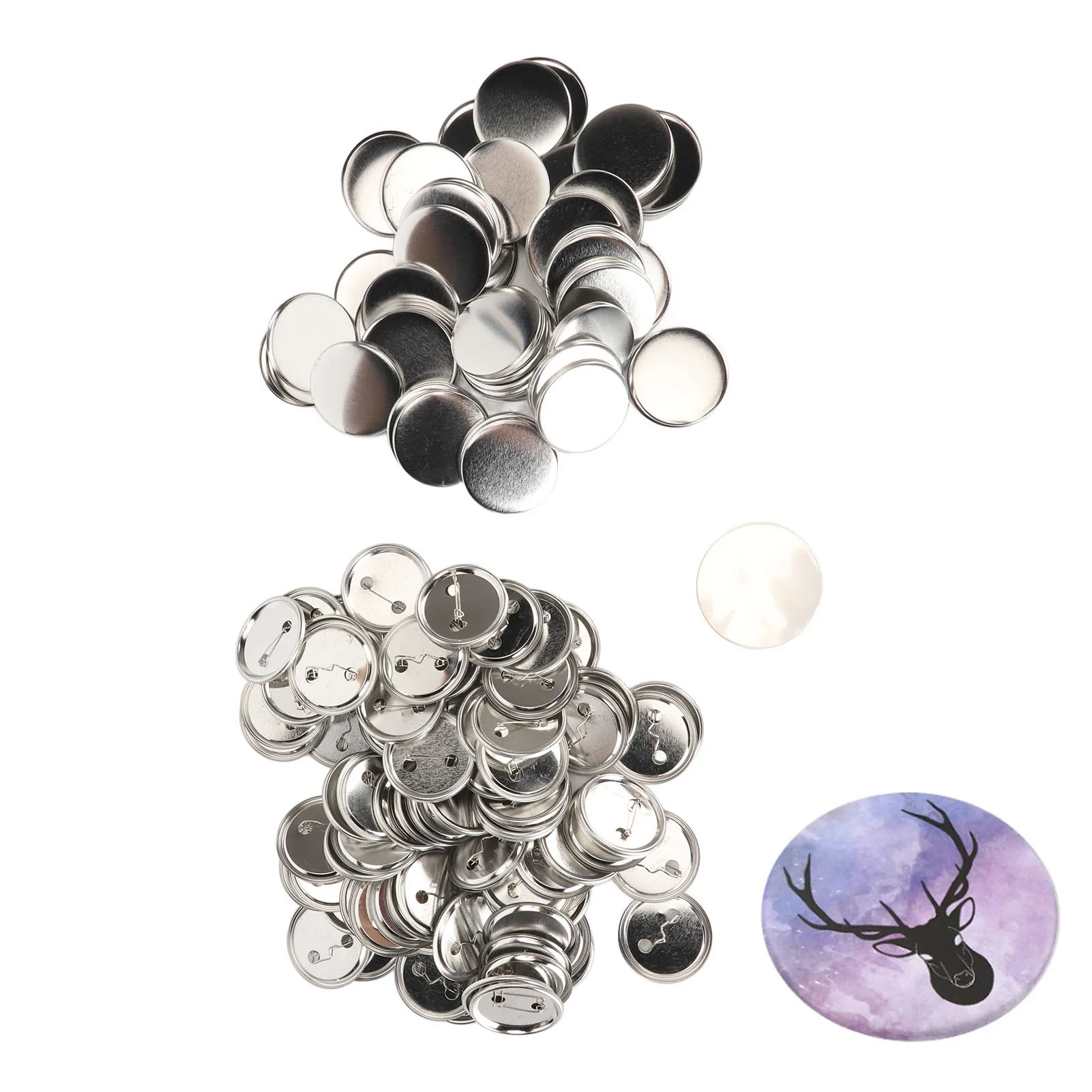 100 Set Speldjes Knop Onderdelen Lege Gladmakende Metalen Knopjes Maak Benodigdheden voor Badge Craft DIY Knop Speld Badge Kit