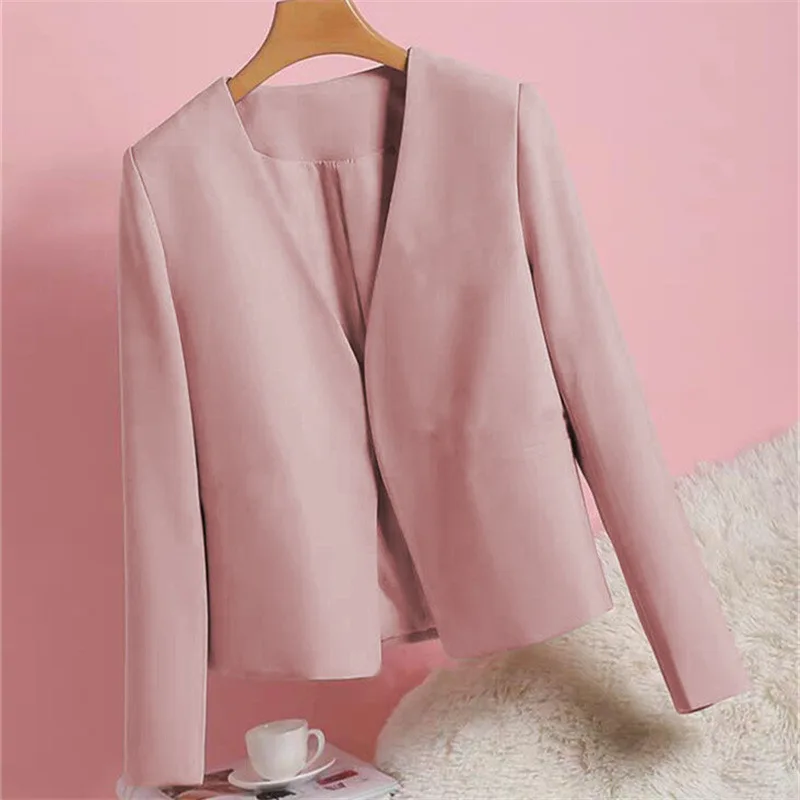 

Spring 2025 Women's Casual s Jaets Ladies Suits Coats Straight Cut Thin Polyester Long Sve Faion Versatile