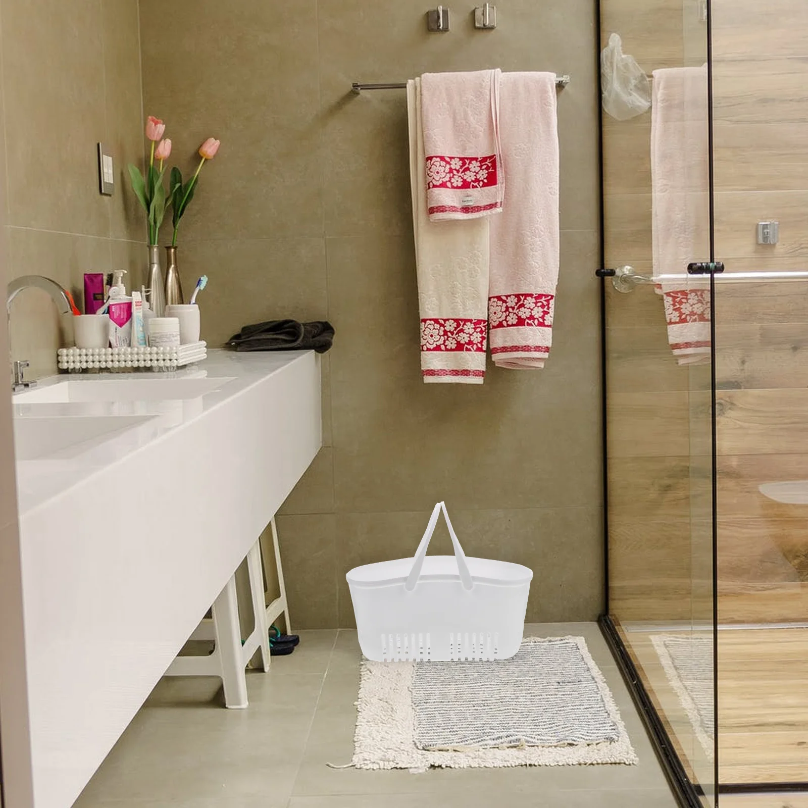 سلة حمام بلاستيكية، حامل تخزين دش محمول، ديكور الحمام، مناسب تمامًا، متعدد الأغراض، أقوى من الآخرين