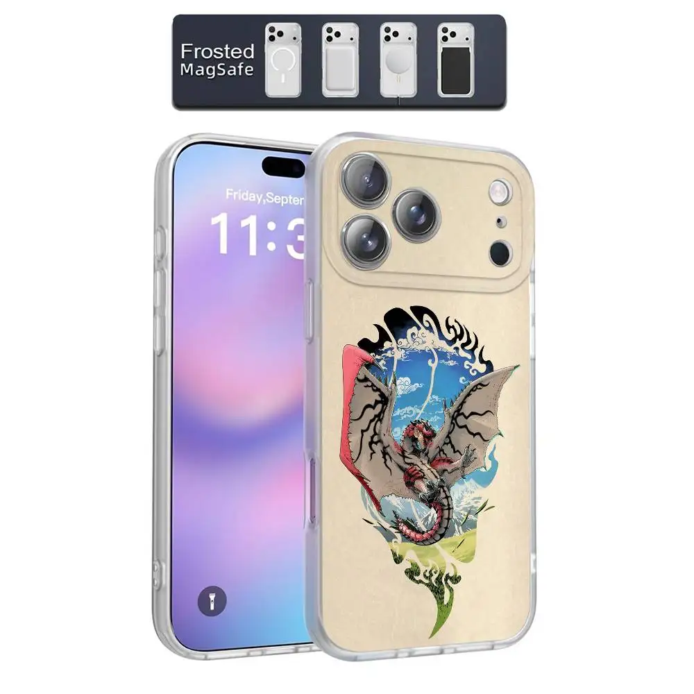 M-Monster H-Hunter Wilds iPhoneケース iPhone 17,16,15,14,13,12,11,Pro,Max,Plus,E,Air,Mini対応 マグネット式Magsafe対応 フロストクリア