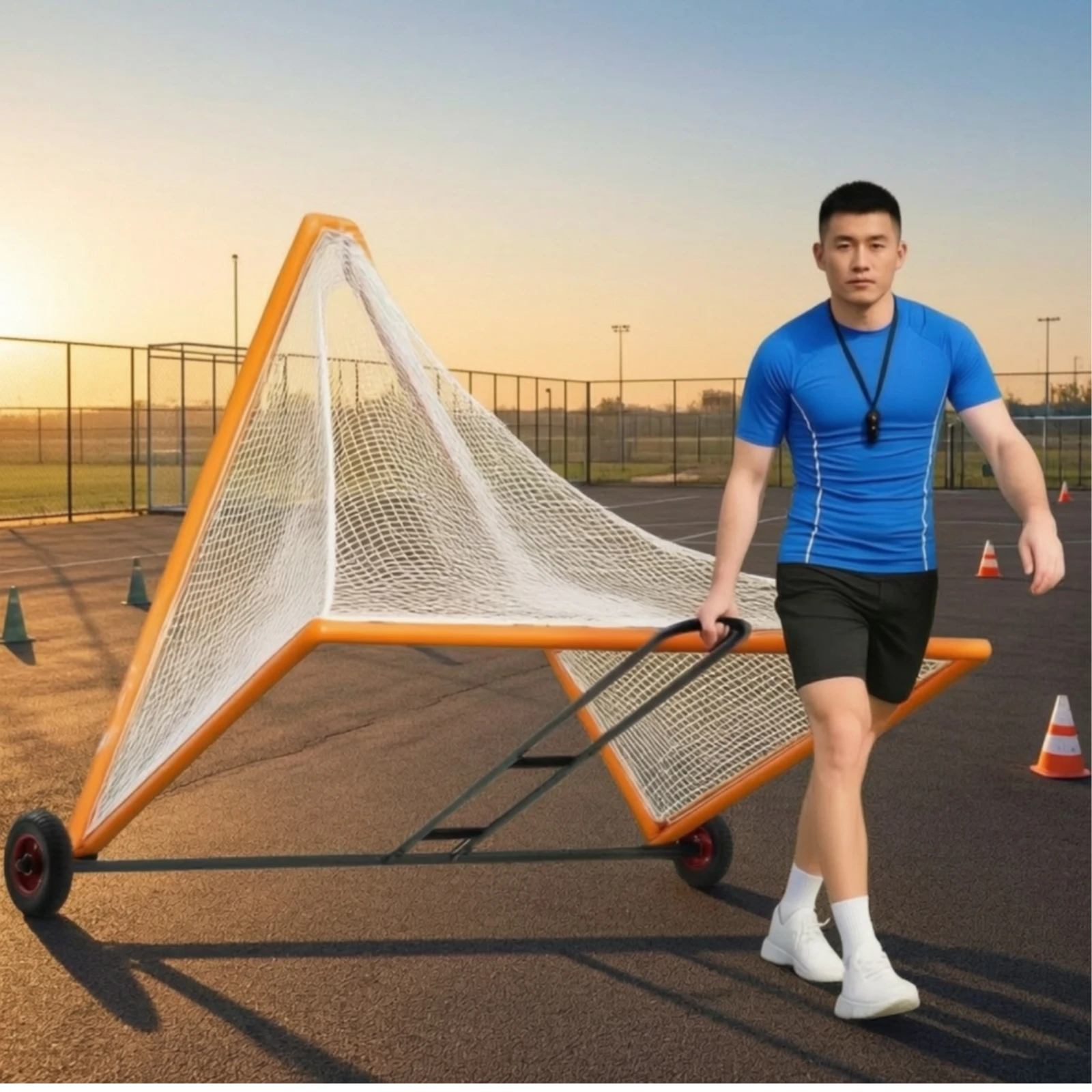 Goal Transport Trailer Heavy-Duty Field Goal Cart with Wheels Rolling for Athletic Directors, Sports Grounds