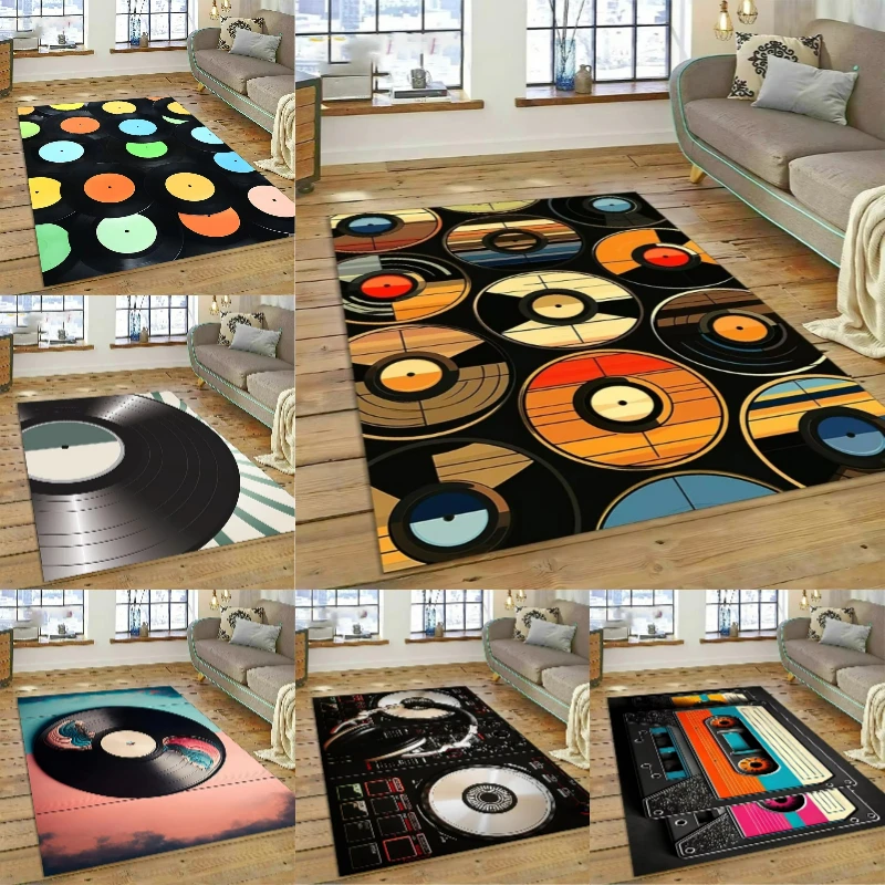 

Vinyl Record Music DJ Screen Tape Carpet for Living Room Non-slip Carpets Bedroom Bedside Rugs Coffee Table Floor Mat Doormat