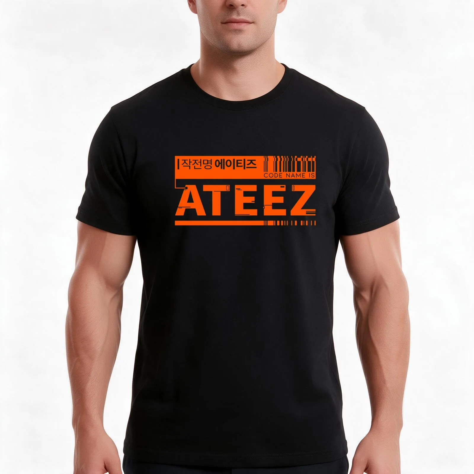 Orange CODE ATEEZ T-Shirt Summer Casual Cotton Tee Oversized Streetwear Tops Vintage Graphic Print Loose Fit Short Sleeve