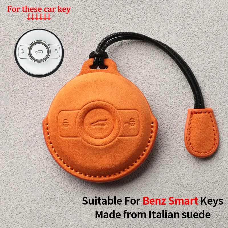 

Suede car key case for Mercedes Benz Smart #1 #3 fortwo brabus EQFortwo ForFour Premium Pro+ Keychain Accessories