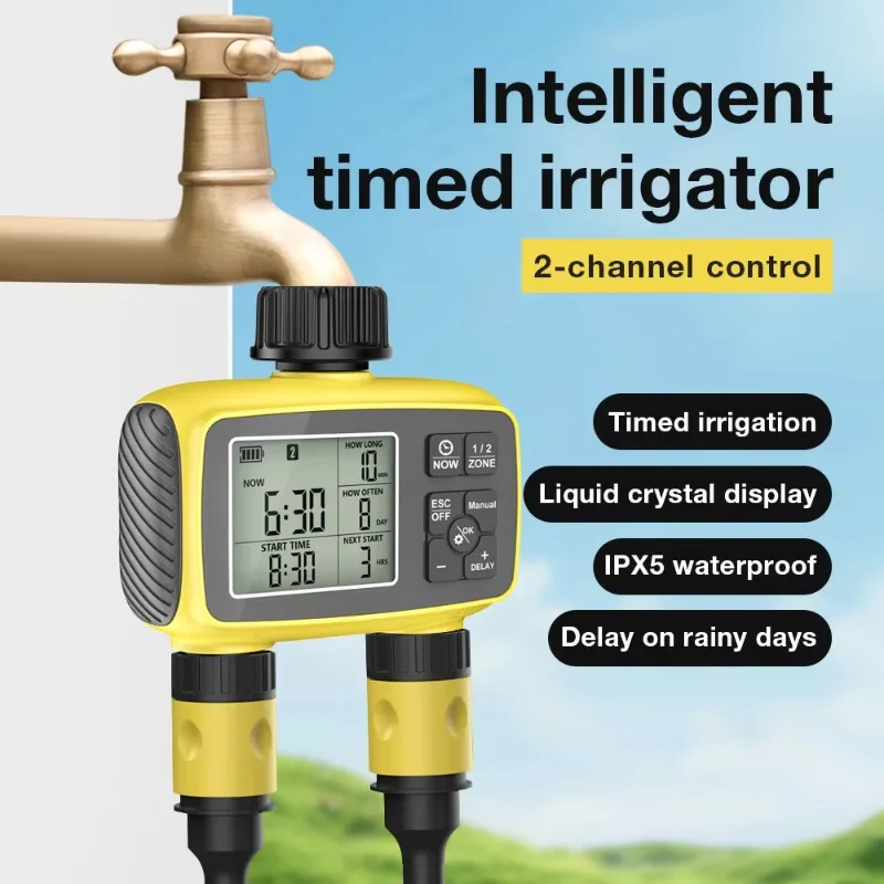 Manufacturer Wholesale New Intelligent Digital Display Washer Dual Channel Outlet Timer Garden Watering Irrigation System