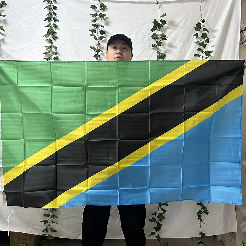 TIKI FLAG Tanzania Flag 3x5fts 90x150cm Polyester Tanzania National Flag Hanging Banner for Decoration